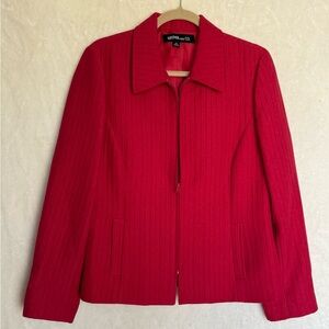 Red Tailored Blazer with Notched Lapels
